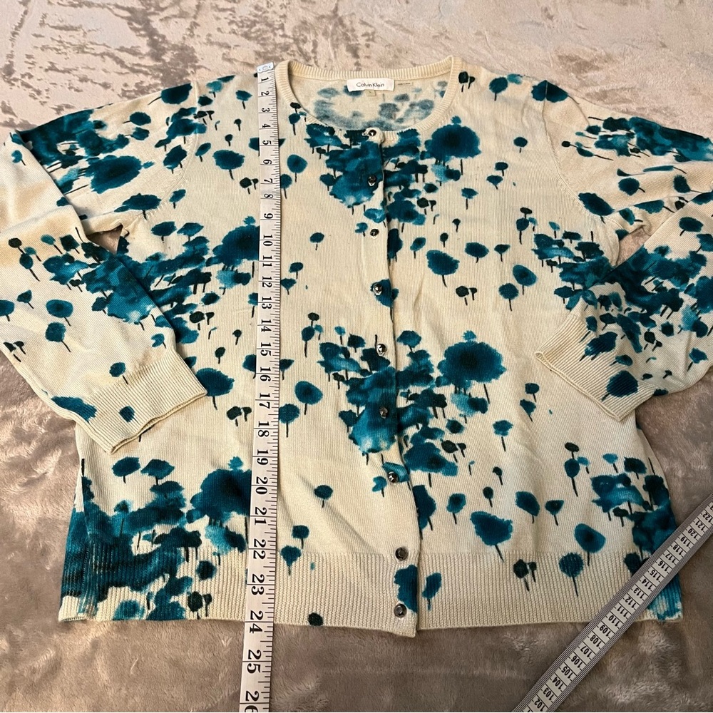 Calvin Klein Abstract Tree Print Cardigan, Size L - Picture 12 of 13